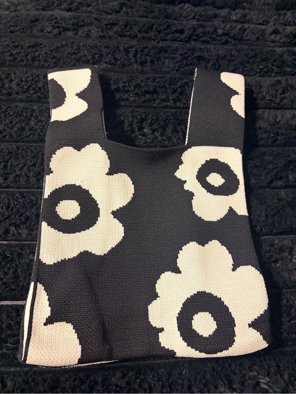 Girls Black & White Floral Small Purse